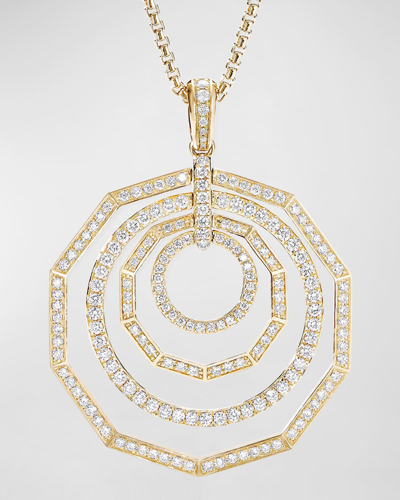 David Yurman Stax 18k Yellow Gold Diamond 4-ring Pendant Necklace In 40 White