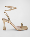 BADGLEY MISCHKA CAILEY METALLIC SPHERE ANKLE-STRAP SANDALS