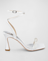 Badgley Mischka Cailey Metallic Sphere Ankle-strap Sandals In Soft White