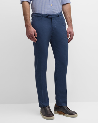 Marco Pescarolo Men's Luxe Stretch Twill Chino Trousers In Medium Blue