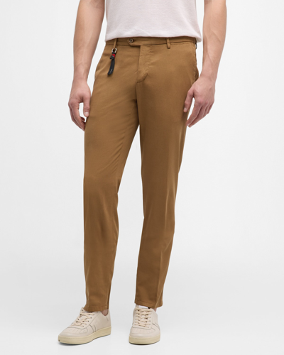 Marco Pescarolo Men's Stretch Cotton Silk Twill Chino Pants In Camel/beige