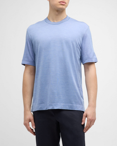Zegna Men's Leggerissimo Mulberry Silk-cotton T-shirt In Bright Blue Solid