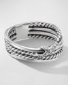 David Yurman X Crossover Band Ring With Diamonds In Silver, 6mm In Sterling Silver