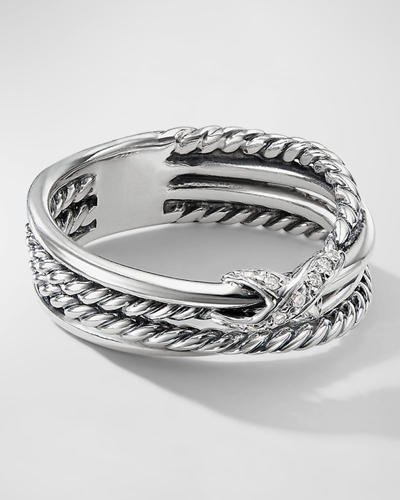 David Yurman Sterling Silver X Crossover Diamond Band Ring (6mm)