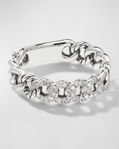 David Yurman Belmont Curb Link Band Ring With Diamonds In Silver, 5mm