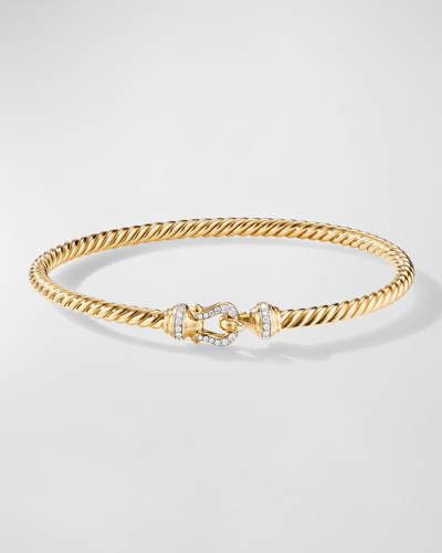 David Yurman Buckle Bracelet With Diamonds In 18k Gold, 3.5mm