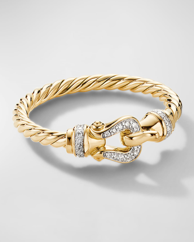 David Yurman Petite Buckle Ring With Diamonds In 18k Gold, 2mm
