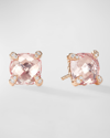 DAVID YURMAN CHATELAINE STUD EARRINGS WITH MORGANITE AND DIAMONDS IN 18K ROSE GOLD, 8.5MM