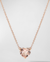 DAVID YURMAN CHATELAINE HEART PENDANT NECKLACE WITH MORGANITE IN 18K ROSE GOLD, 8MM, 18"L