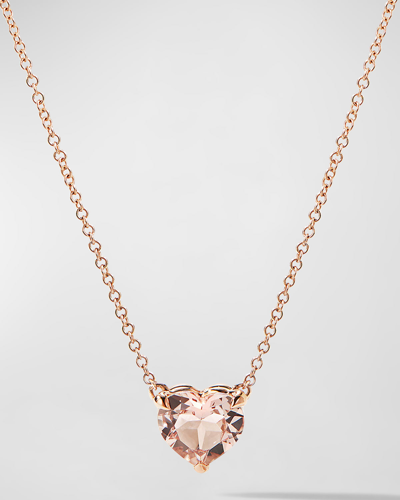 David Yurman Chatelaine Heart Pendant Necklace With Morganite In 18k Rose Gold, 8mm, 18"l