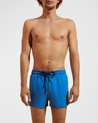 Vilebrequin Men's Unis Stretch-solid Swim Trunks In Grey Earth