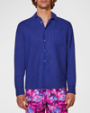 Vilebrequin Men's Caroubis Solid Linen Sport Shirt In Midnight