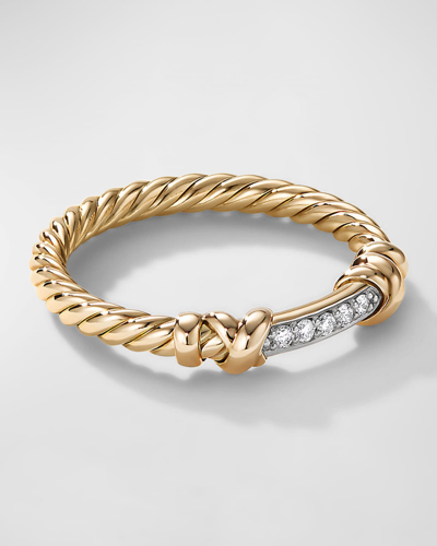 David Yurman Petite Helena Wrap Ring With Diamonds In 18k Gold, 4mm