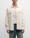 Frame Men's Textured Terry Overshirt In Off White