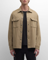 Frame Textured Terry Overshirt Dark Beige In Dark Beige