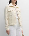 Eleventy Slub Weave Cotton Blend Trucker Jacket In Ivory
