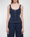 Simkhai Dolce Sleeveless Zip Top In Midnight