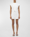 Simkhai Tinka Stretch Cotton Belted Romper In White