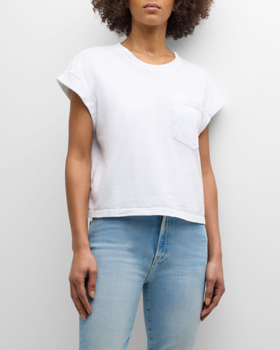 Mother The Keep On Rolling Pocket Tee In Wbw- Bright White