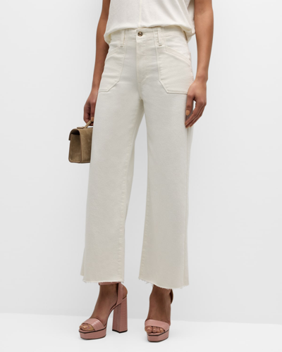 Paige Anessa Wide-leg Jeans In Tonal Ecru