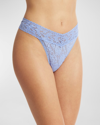 Hanky Panky Stretch Lace Traditional-rise Thong In Cool Water Blue