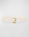 JACQUEMUS OVAL BUCKLED WHITE LEATHER BELT