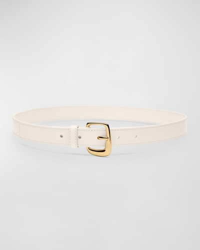 Jacquemus Oval Buckled White Leather Belt In Light Ivory