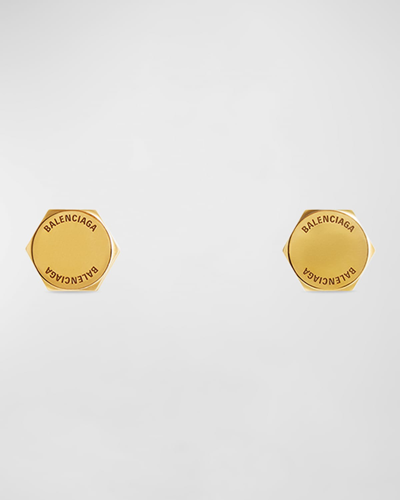 Balenciaga Garage Double Screw Earrings In 0604 Antique Gold