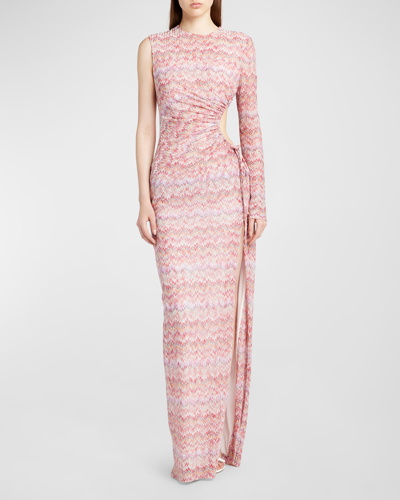 Missoni Multicolor Snake Raschel Maxi Dress With Cutout