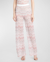 MISSONI MID-RISE CHEVRON POINTELLE KNIT STRAIGHT-LEG PULL-ON TROUSERS