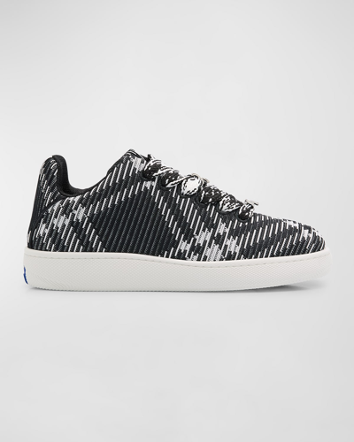 Burberry Men's Check Knit Box Low-top Sneakers In Black Check