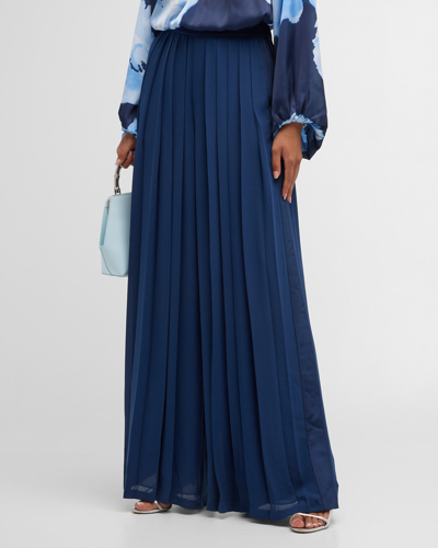 Ramy Brook Hal Pleated Wide-leg Pants In Spring Navy