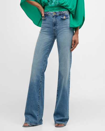 Ramy Brook Itzel Braided Mid-rise Straight-leg Jeans In Light Wash