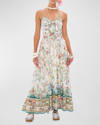 CAMILLA PLUMES AND PARTERRES CRYSTAL TIE-FRONT MAXI DRESS