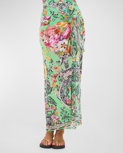 Camilla Women's Floral Knotted Sarong Cover-up In Porcelain Dream