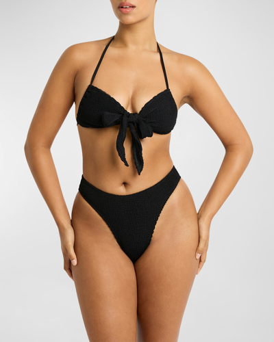 Bond-eye Swim Jean Tie-front Bikini Top In Black Eco