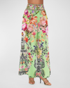 Camilla Porcelain Dream Shirred Waist Wide Leg Pants In Porcelain Dream