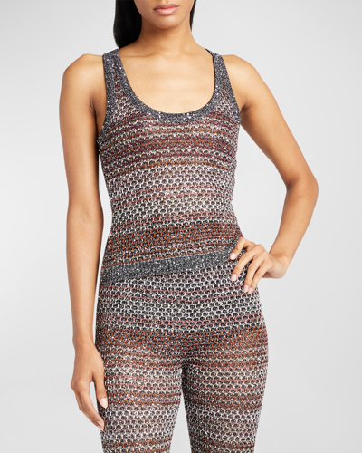 MISSONI MULTICOLOR MESH KNIT TANK TOP WITH SEQUINS