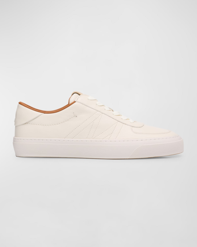 Moncler Men's Monclub Calfskin Low-top Sneakers In White