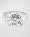 FANTASIA BY DESERIO ASSCHER CUT CENTER WITH PEAR SIDE STONES RING