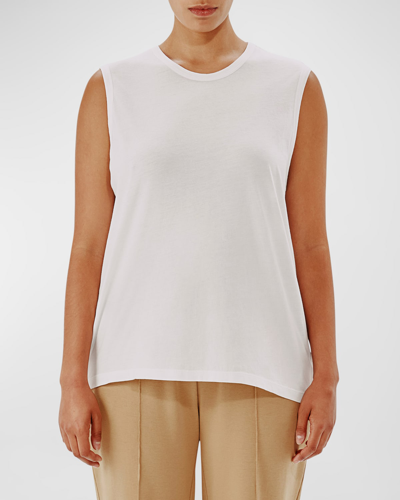 Another Tomorrow Loose Sleeveless Tee In White
