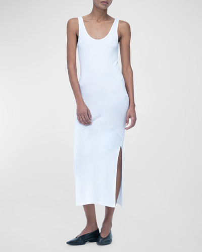 Another Tomorrow Scoop-neck Slit Midi Tank Dress In White