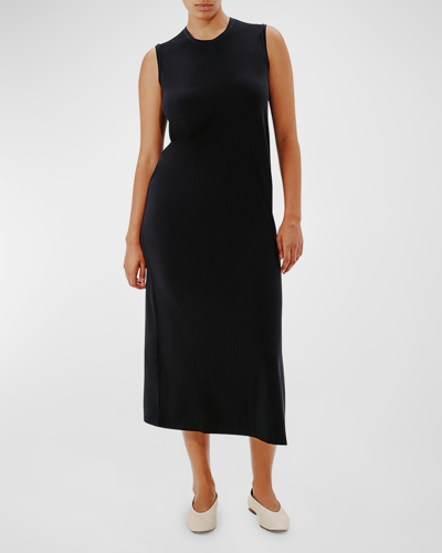 Another Tomorrow Sleeveless Jersey Maxi Dress In Black