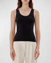 Another Tomorrow Scoop-neck Jersey Tank Top In Black