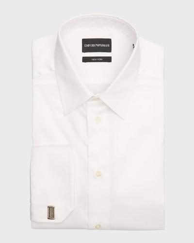 Emporio Armani Men's Cotton-stretch French Cuff Dress Shirt In White
