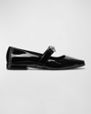 Versace Open-toe Ballet Flats In Gianni Ribbon In Black-palladium