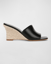 Vince Womens Pia Espadrille Mules Wedge Sandals Black Leather In Black Leather