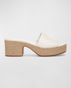 Vince Women's Margo Espadrille Block Heel Platform Sandals In Milk White Leathe