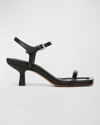 Vince Women's Coco Horchata Leather Kitten-heel Sandals In Black Leather