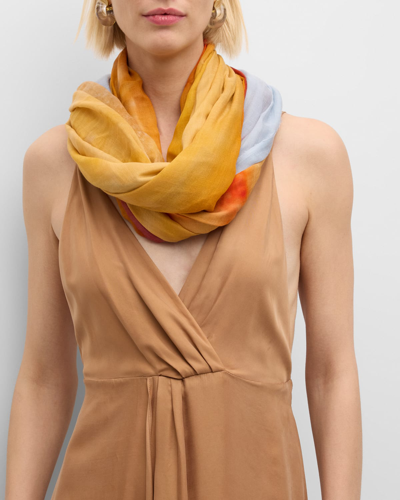 Faliero Sarti Multicolor Gradient Modal & Silk Scarf In Orange